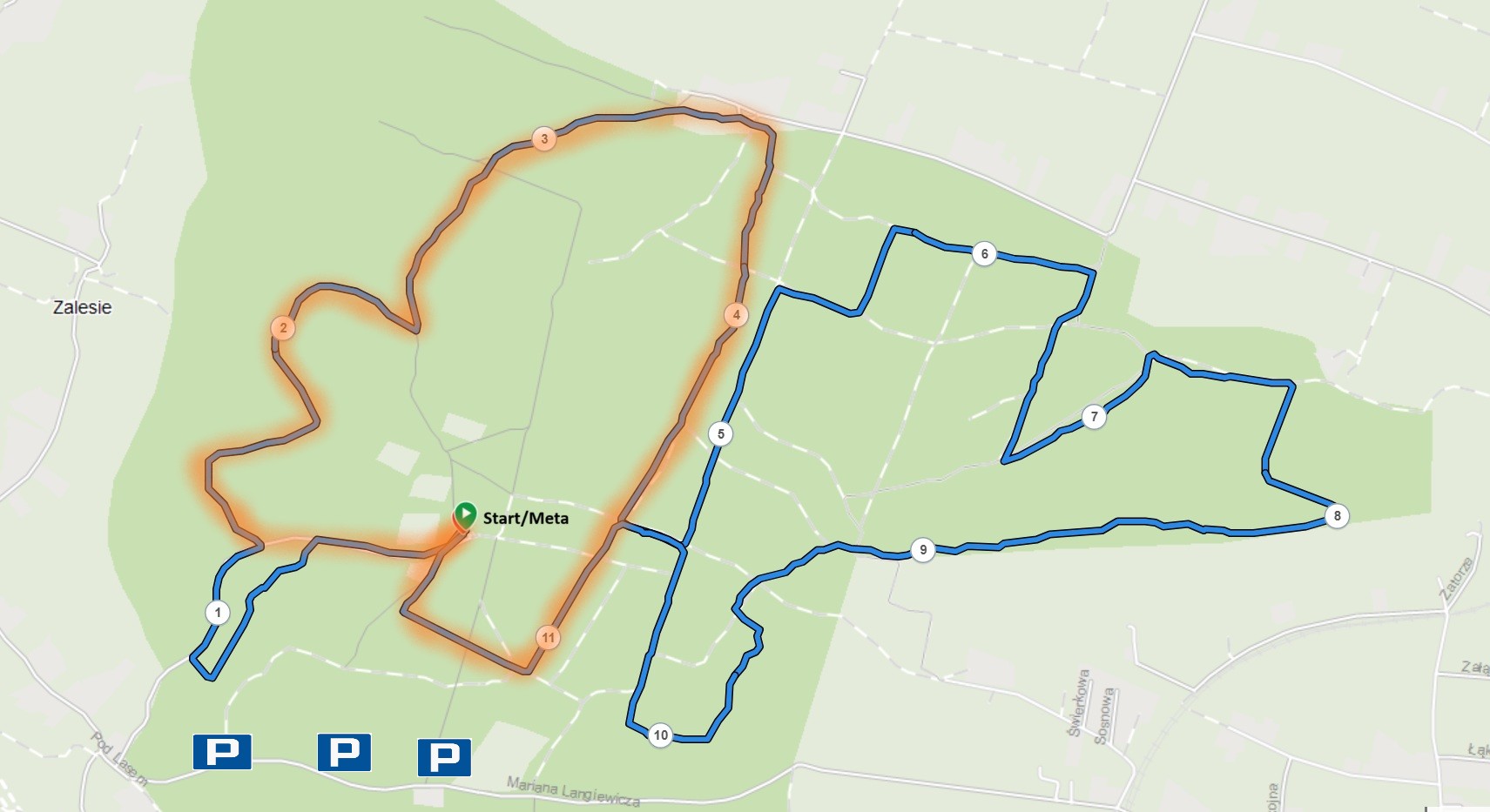 Trasa Intersnack Bieg Niepodległości 2023